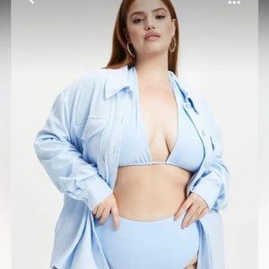Good American Terry shacket size 1/2 medium‎ light blue oversized coverup